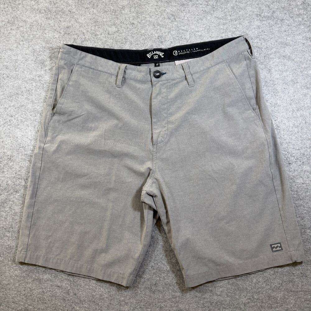 Billabong Crossfire Submersibles Shorts Mens 38 Gray Zip Pocket Snap Casual